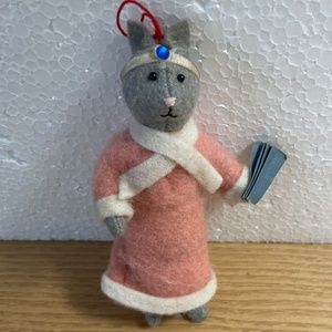 Heart Felts Midwest of Cannon Falls Fancy Cat Ornament Pink & Gray 1920s Flapper